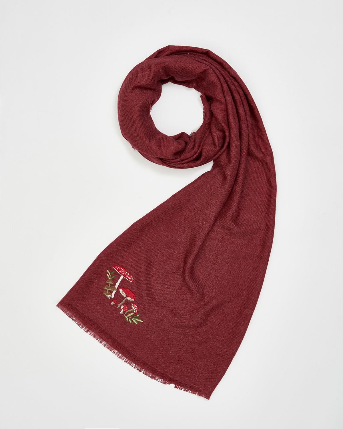 Burgundy Classic Hand Embroidered boiled pure wool paisley popular and floral patterns. Scarf/Shaw/Pashmina/Wrap 200cm x 70cm