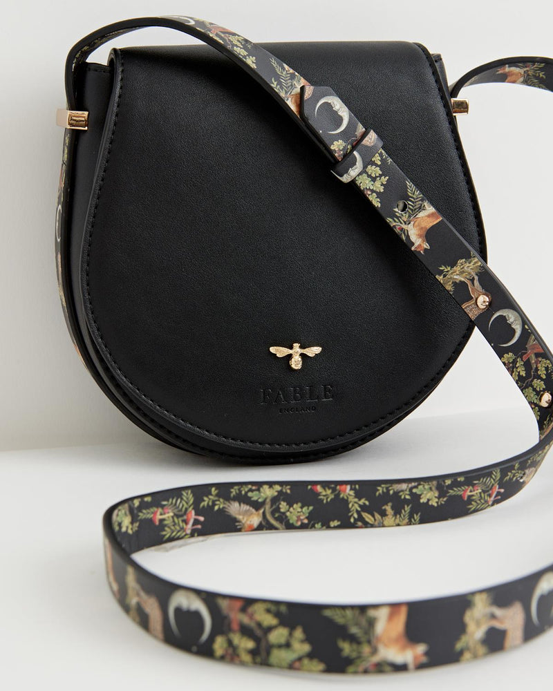 Woodland Toile Saddle Bag - Black