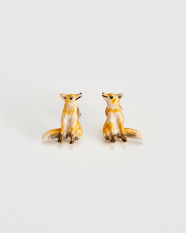 Enamel Fox Stud Earrings