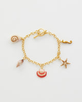 Hand Painted Shell Worn Gold Charm Bracelet