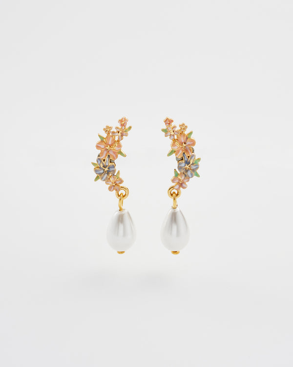 Hibiscus & Pearl Earrings