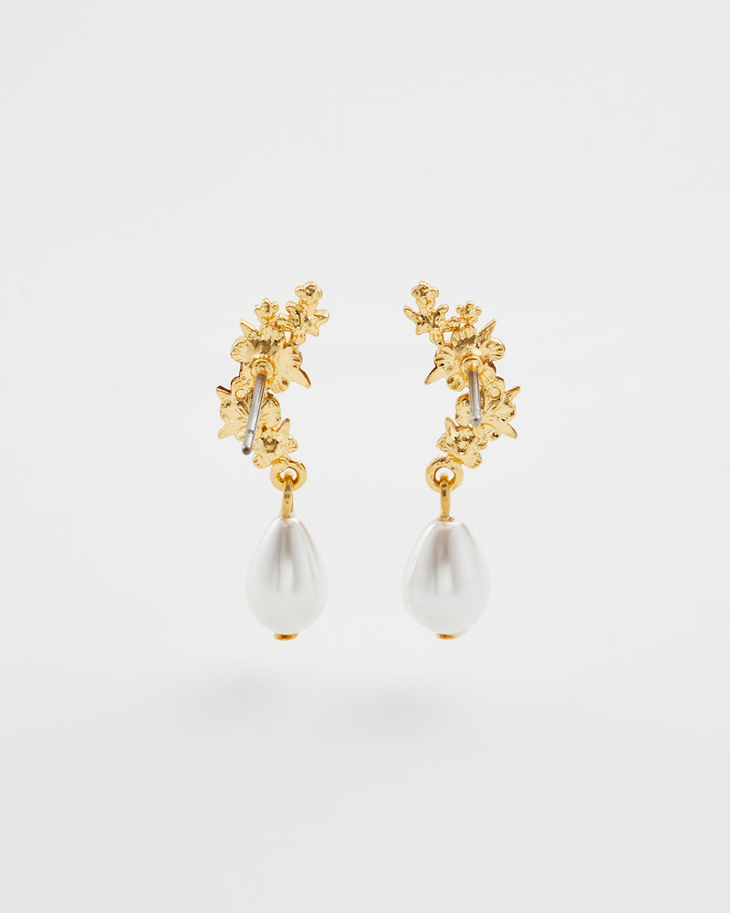 Hibiscus & Pearl Earrings