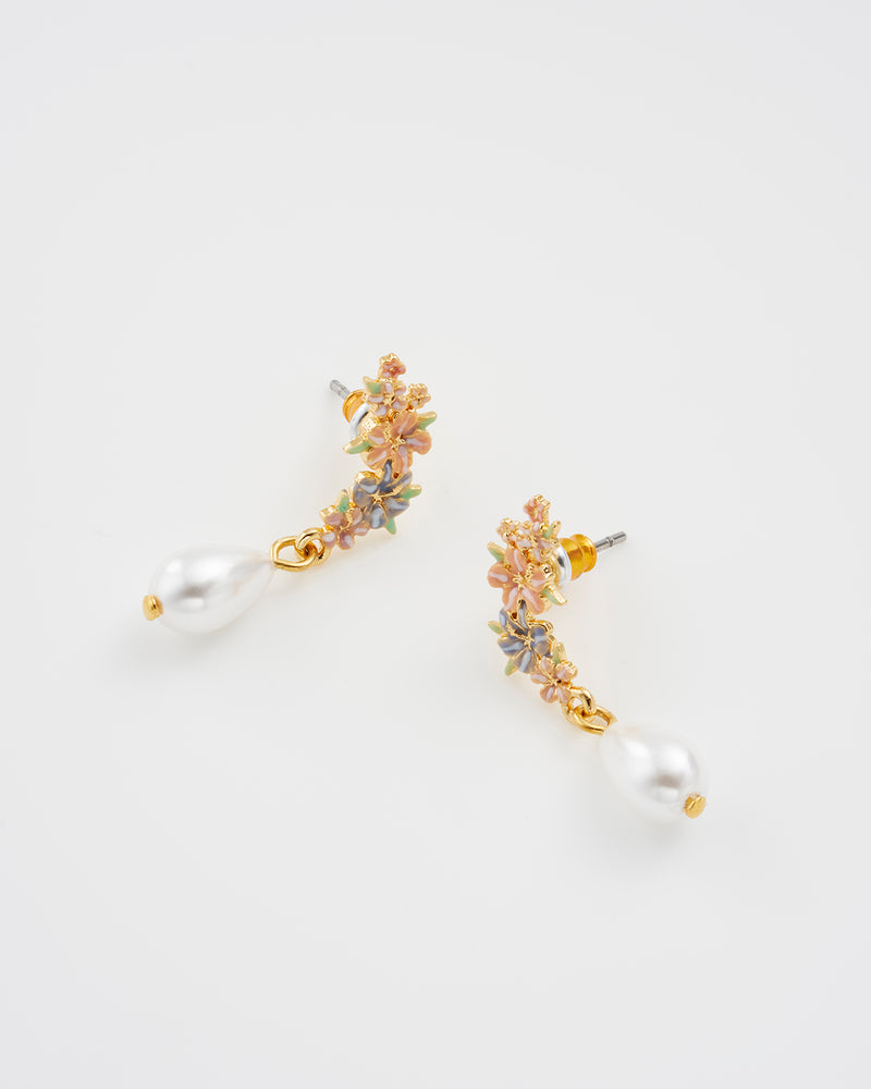 Hibiscus & Pearl Earrings