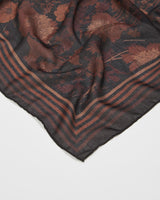 Deco Blooms Brown Stripe Border Midweight Scarf