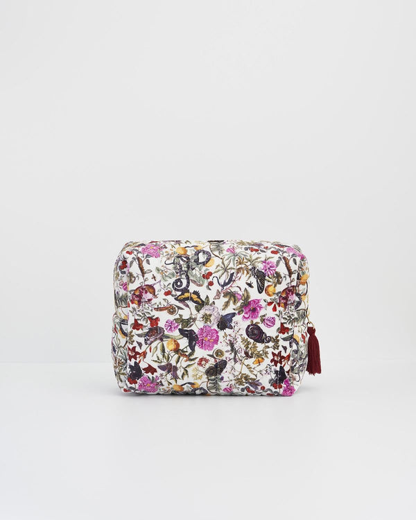 Floral Engravings Large Velvet Cosmetic Bag