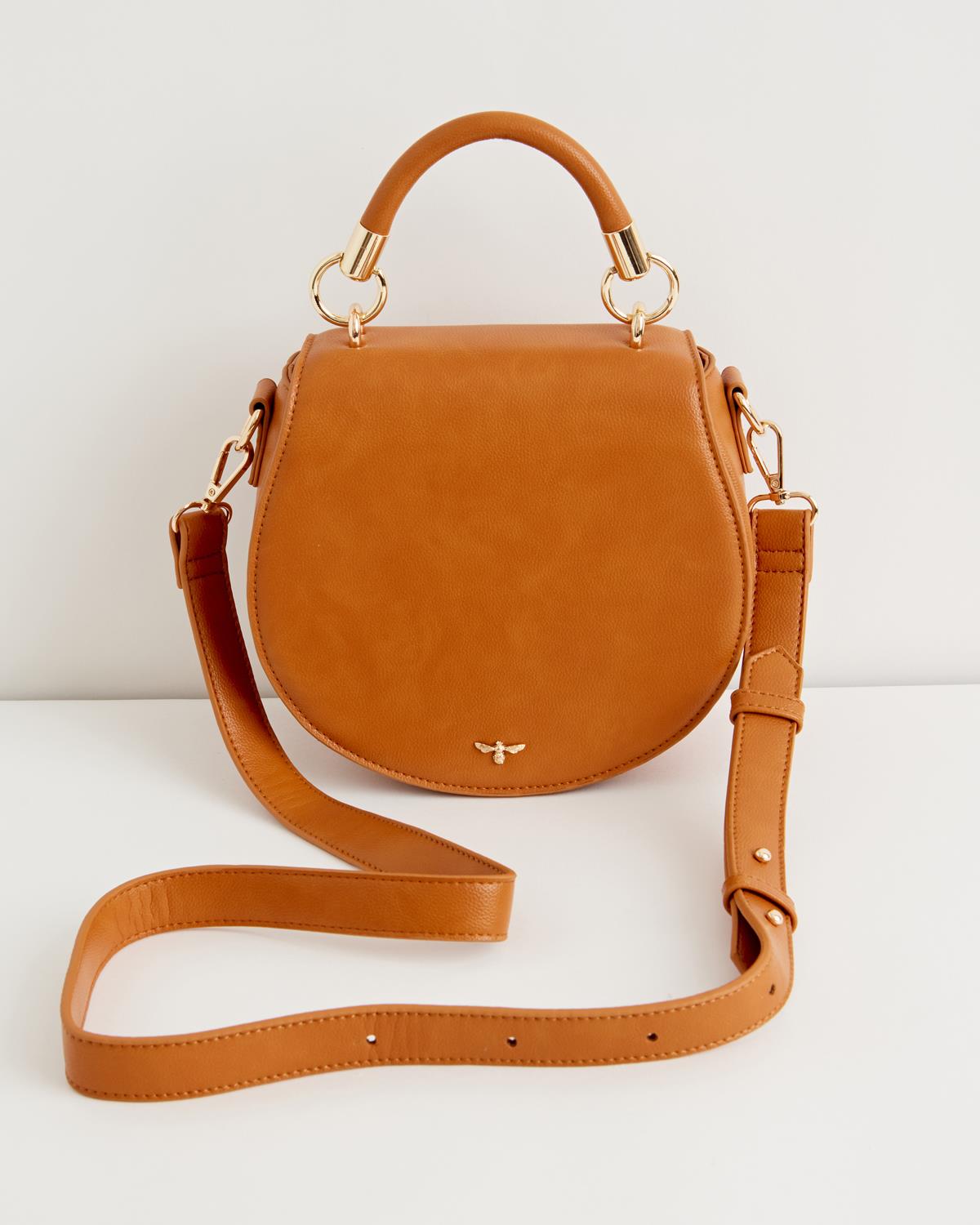 Tan leather saddle handbag online