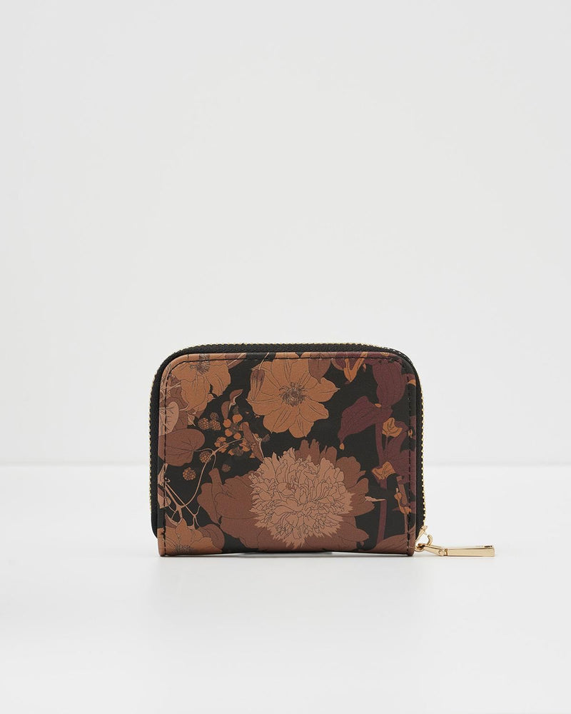 Deco Blooms Small Black Zip Purse