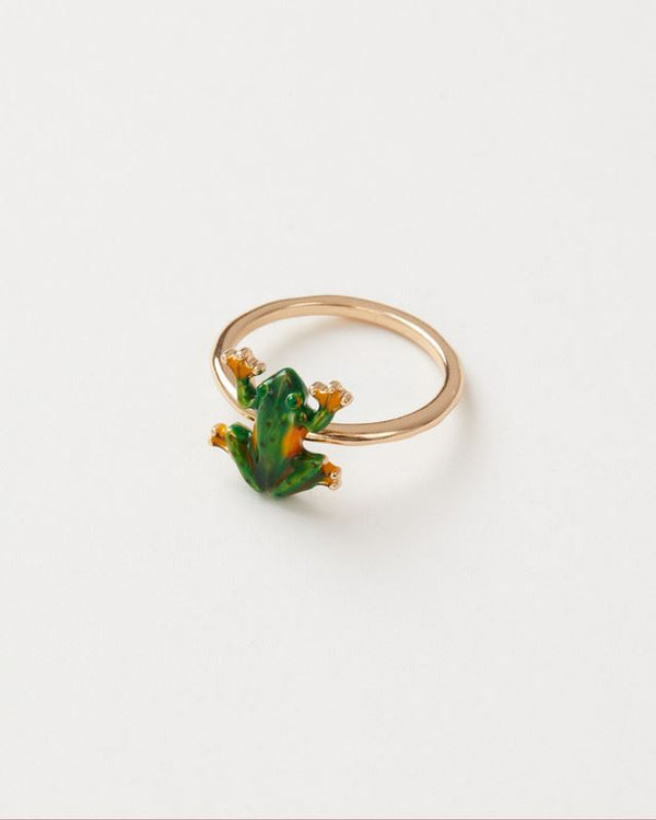 Enamel Green Frog Ring