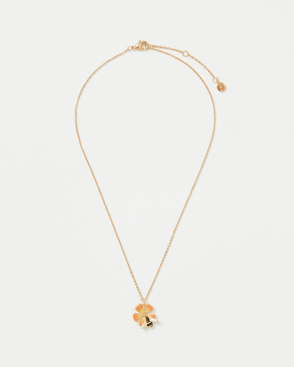 Enamel Flower & Bee Short Necklace