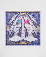 Catherine Rowe Pet Portraits Whippet Blue Silk Square Scarf