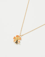 Enamel Flower & Bee Short Necklace