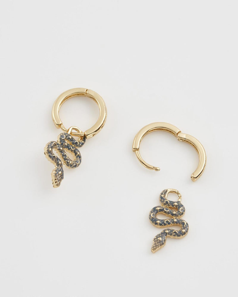 Celestial Snake Huggie Earrings