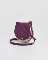 Floral Engravings Plum Saddle Bag