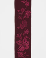 Floral Bohemian Embroidered Burgundy Scarf