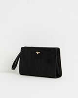 Bonnie Velvet Wristlet Pouch - Black by Fable England