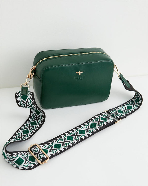 Camera Bag Green with Printed Strap by Fable England