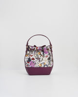 Floral Engravings Plum Bucket Bag