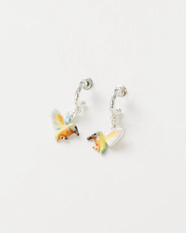 Enamel Kingfisher Hoop Earrings by Fable England