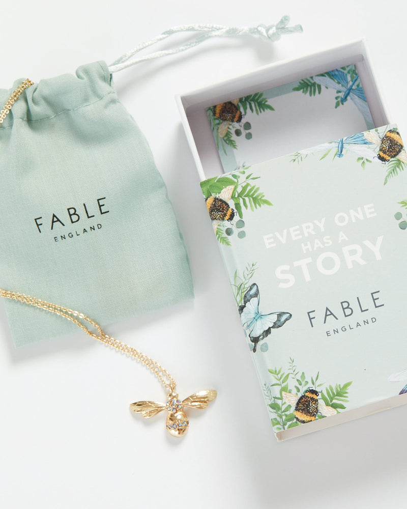 Enamel Short Bee Necklace by Fable England