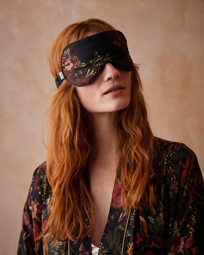 Folksy Fox Sleep Mask Black by Fable England