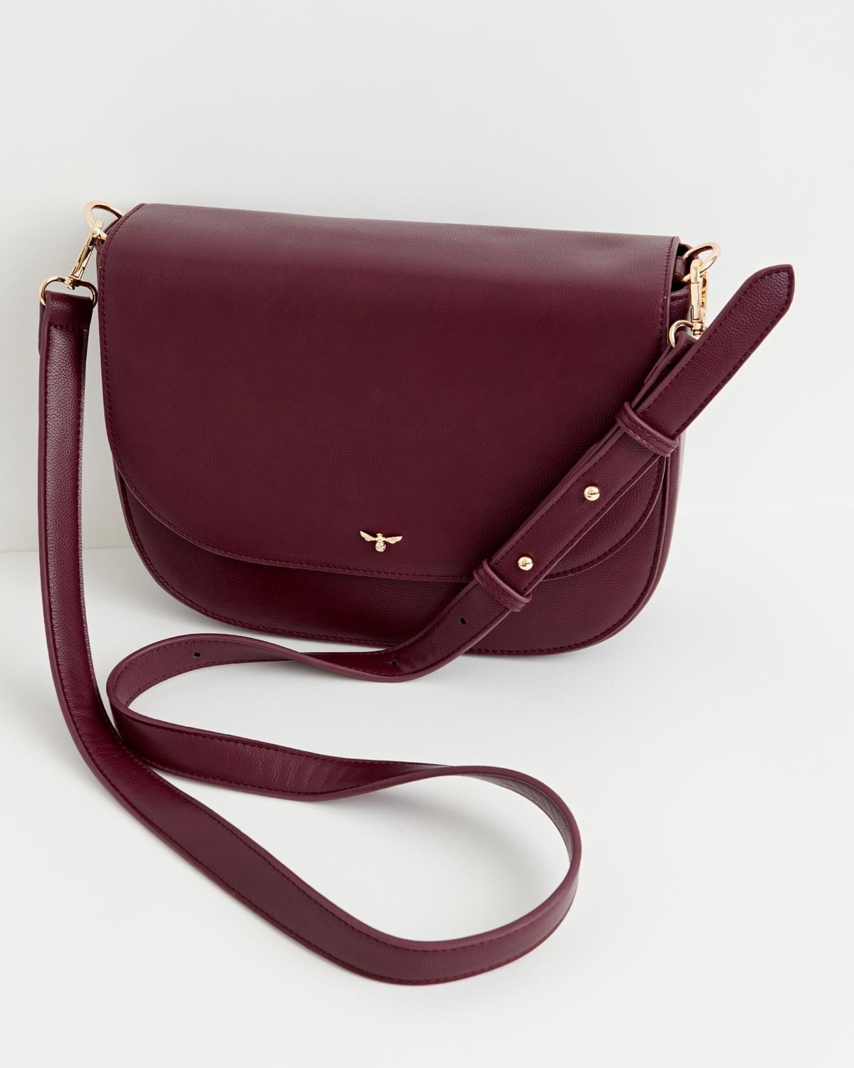 Vegan Leather Burgundy Messenger Handbag in Burgundy Fable England UK