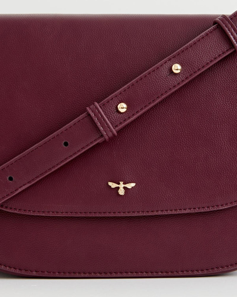 Nina Messenger Handbag Burgundy Vegan Leather by Fable England