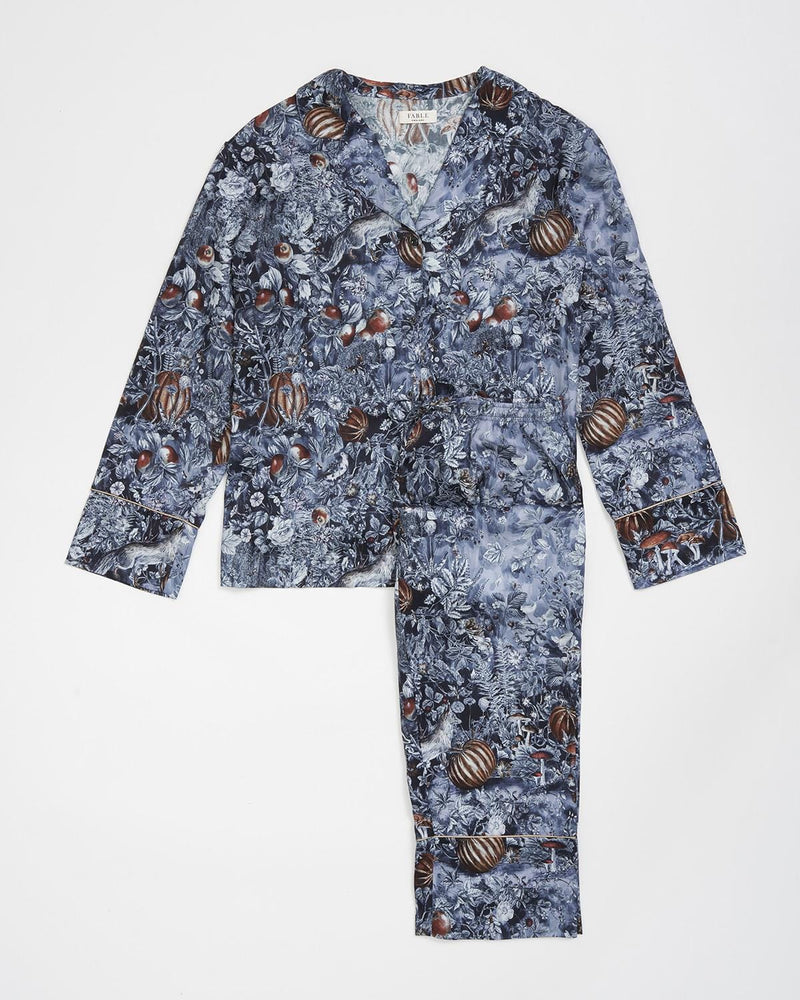 Nocturnal Garden Pyjamas Midnight Blue by Fable England