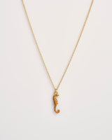 Seahorse Worn Gold Short Necklace by Fable England