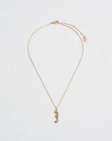 Seahorse Worn Gold Short Necklace by Fable England