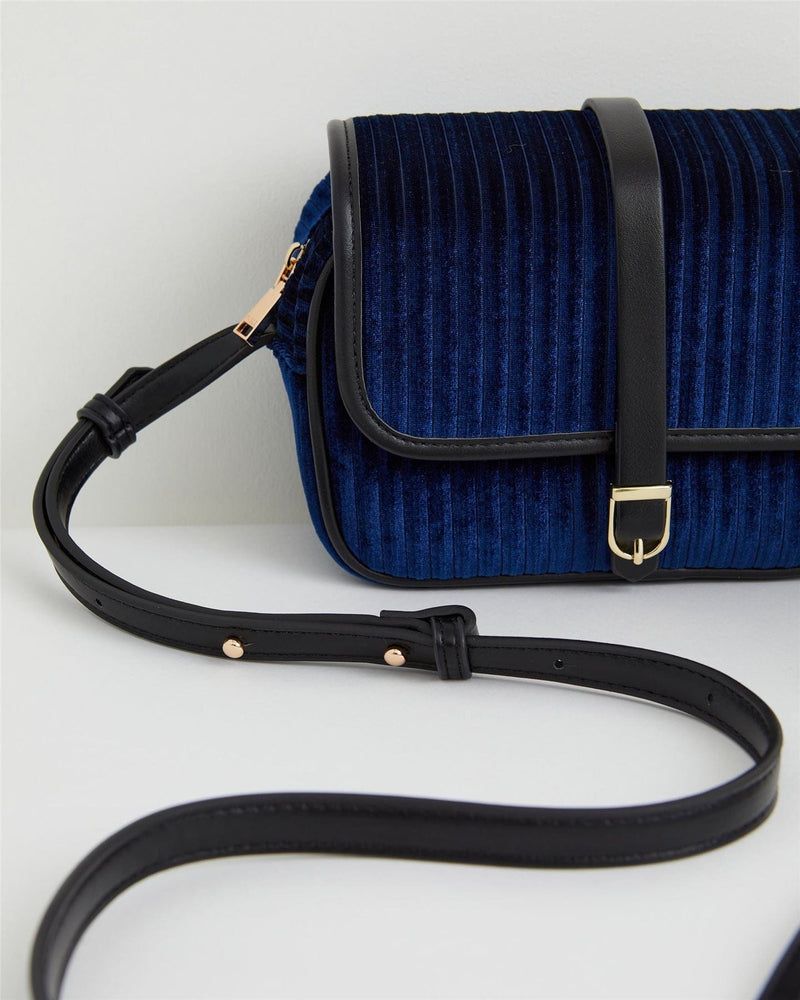 Vivianne Velvet Camera Bag - Sapphire Blue by Fable England