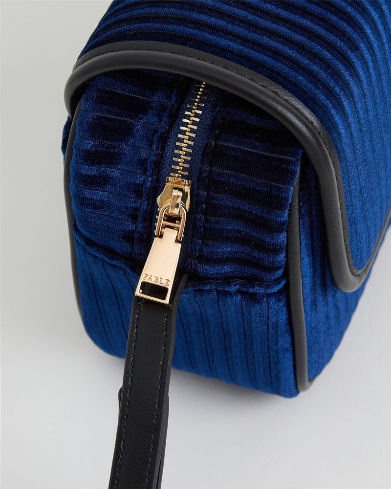 Vivianne Velvet Camera Bag - Sapphire Blue by Fable England